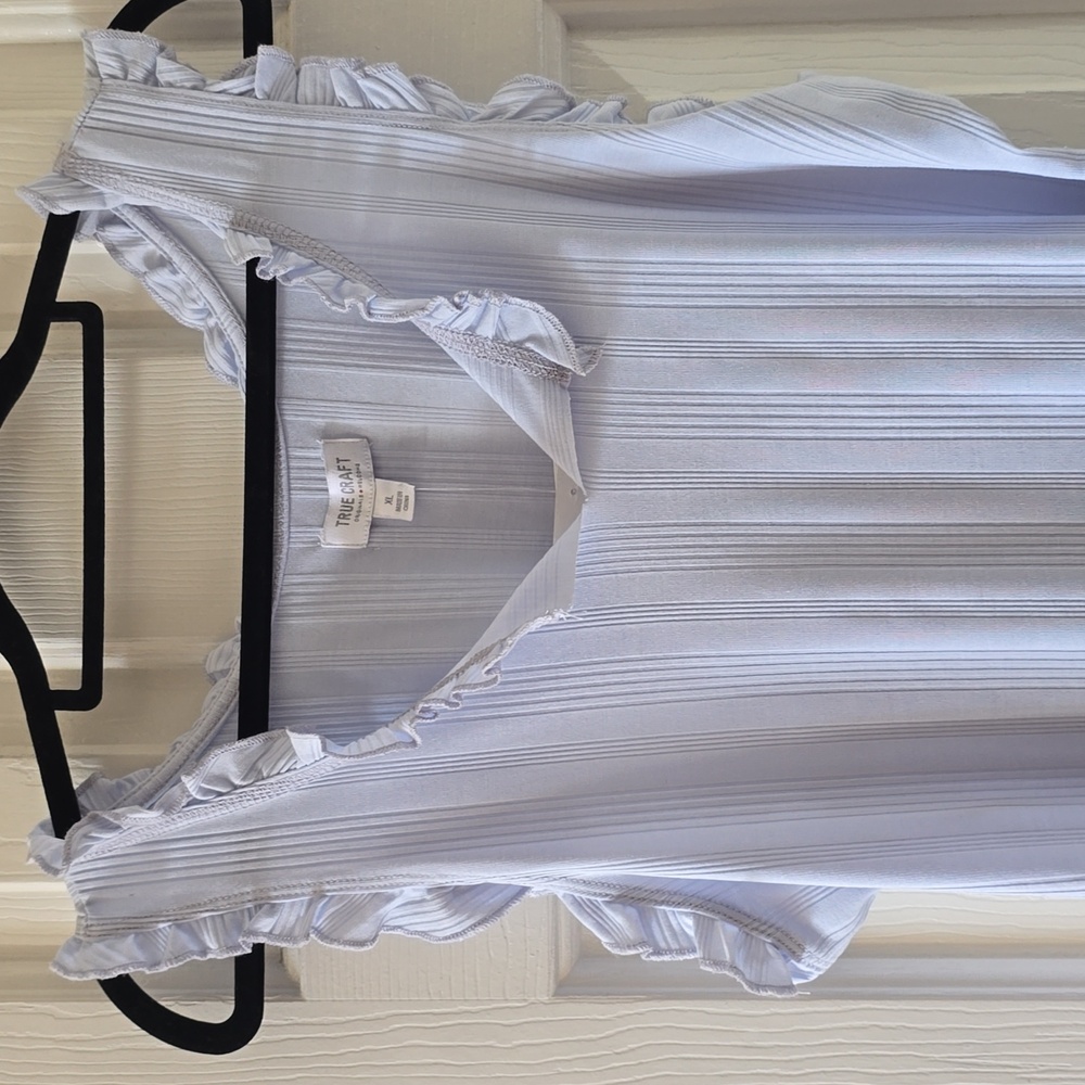 TRUE CRAFT WOMEN'S JUNIOR SLEEVELESS LIGHT BLUE SUMMER RIBBED TOP SIZE XL